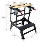 Multifunctional Portable Foldable Workbench Holds Up to 550 Lbs with Adjustable Jaws Vertical Clamping and Four Adjustable Rotating Pins