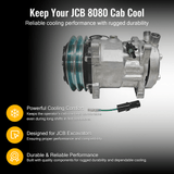 Air Conditioning Compressor 12304998 Fit for JCB Excavator 8080 - Fab Heavy Parts