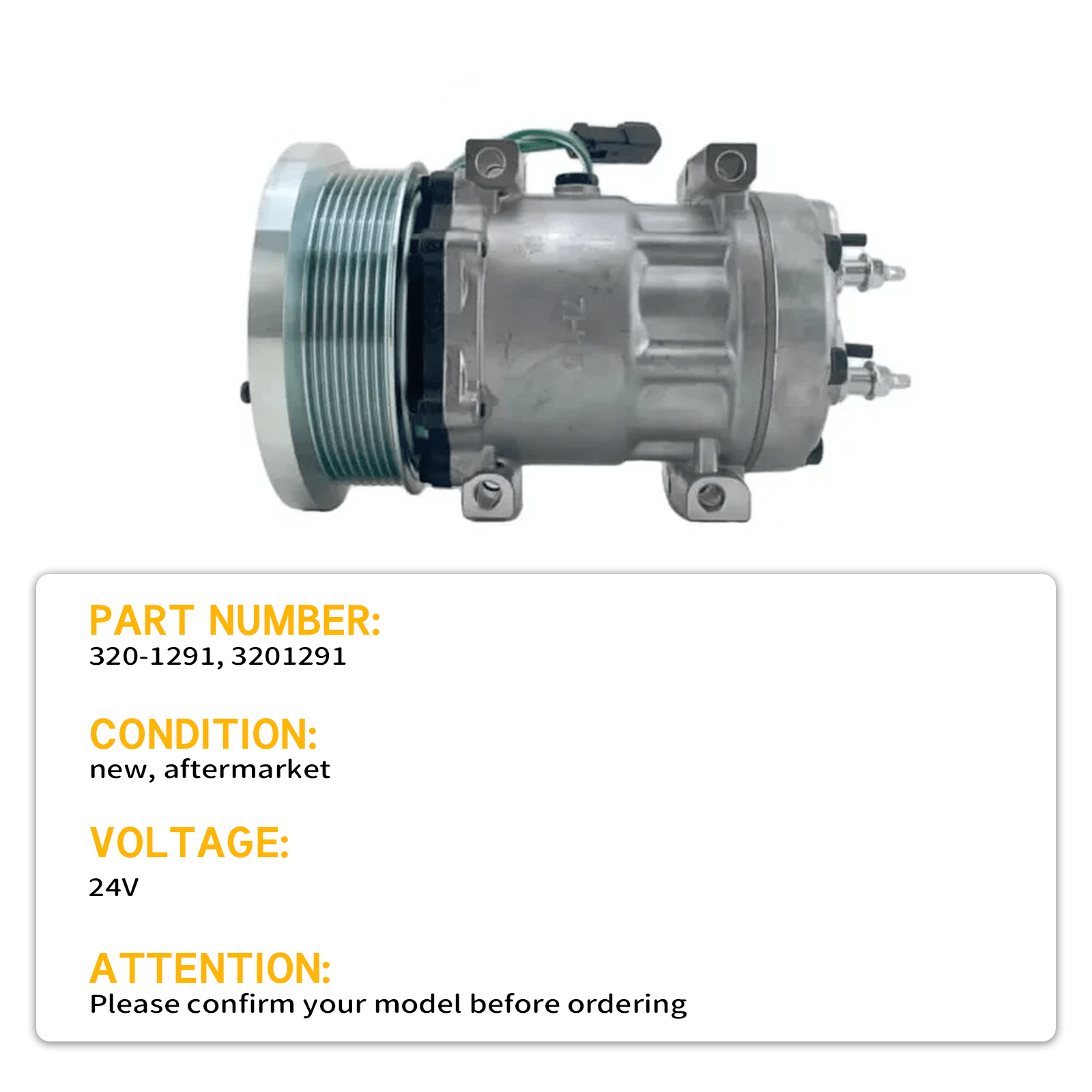 Air Conditioning Compressor 320 - 1291 3201291 Fit for Caterpillar Compactor CAT 825K 826K 836K 836KLRC - Fab Heavy Parts