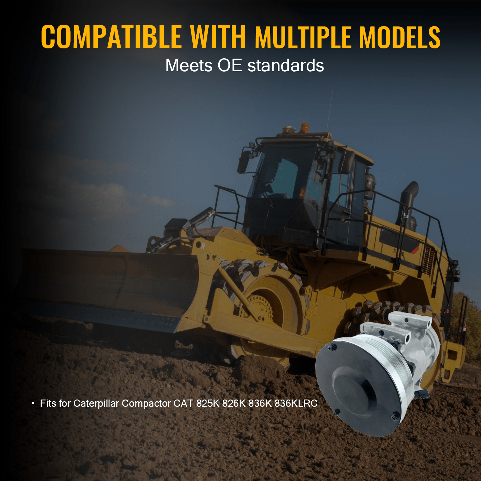 Air Conditioning Compressor 320 - 1291 3201291 Fit for Caterpillar Compactor CAT 825K 826K 836K 836KLRC - Fab Heavy Parts