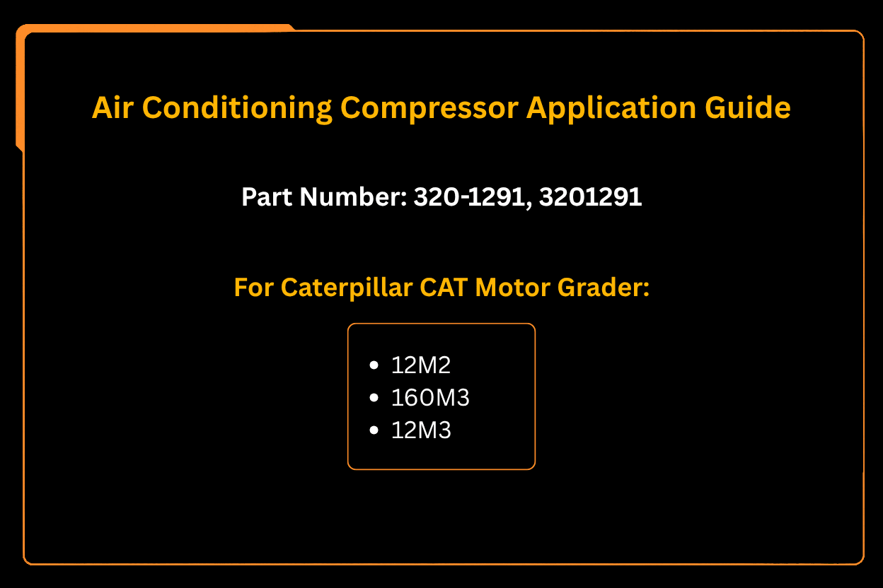 Air Conditioning Compressor 320-1291 3201291 Fit for Caterpillar Motor Grader CAT 12M2 160M3 12M3 - Fab Heavy Parts