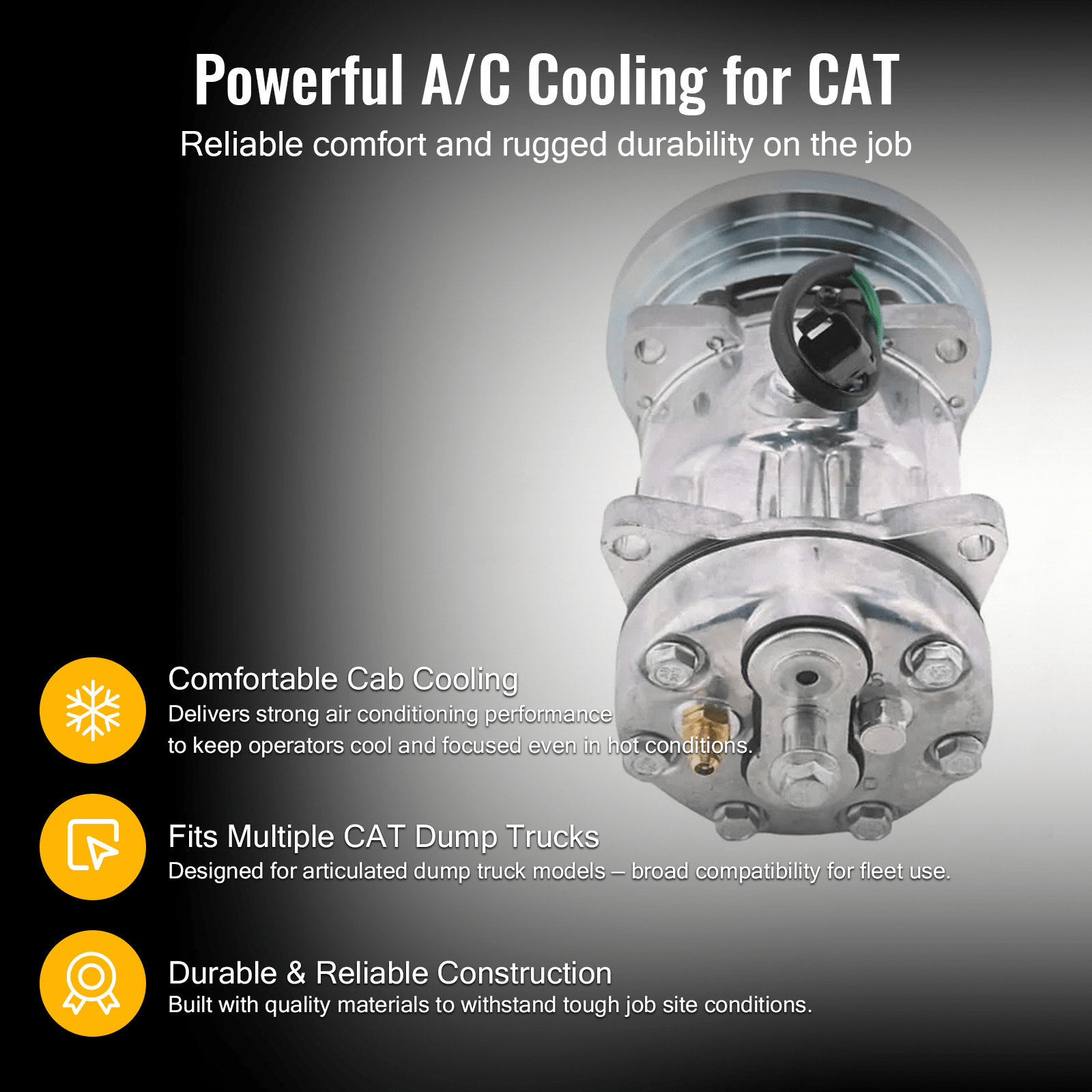 Air Conditioning Compressor 3E - 1906 3E1906 Fit for Caterpillar Articulated Dump Truck D250E II D25D D300E II D30D D350E II D400E II - Fab Heavy Parts