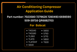 Air Conditioning Compressor 6698590 7023580 7279628 Aftermarket Replacement For Bobcat S630 S650 S750 S770 S850 T630 - Fab Heavy Parts