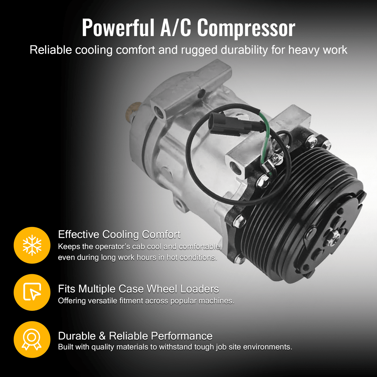 Air Conditioning Compressor 8500795 Fit for Case Wheel Loader 621E 621F 621G 721D 721E 721F 721G - Fab Heavy Parts
