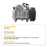 Air Conditioning Compressor AT168543 Fits for John Deere Crawler 700H 750C 850C - Fab Heavy Parts