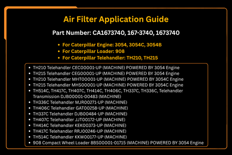 Air Filter 167 - 3740 1673740 Fits for Caterpillar Engine 3054 3054C 3054B Loader 908 - Fab Heavy Parts