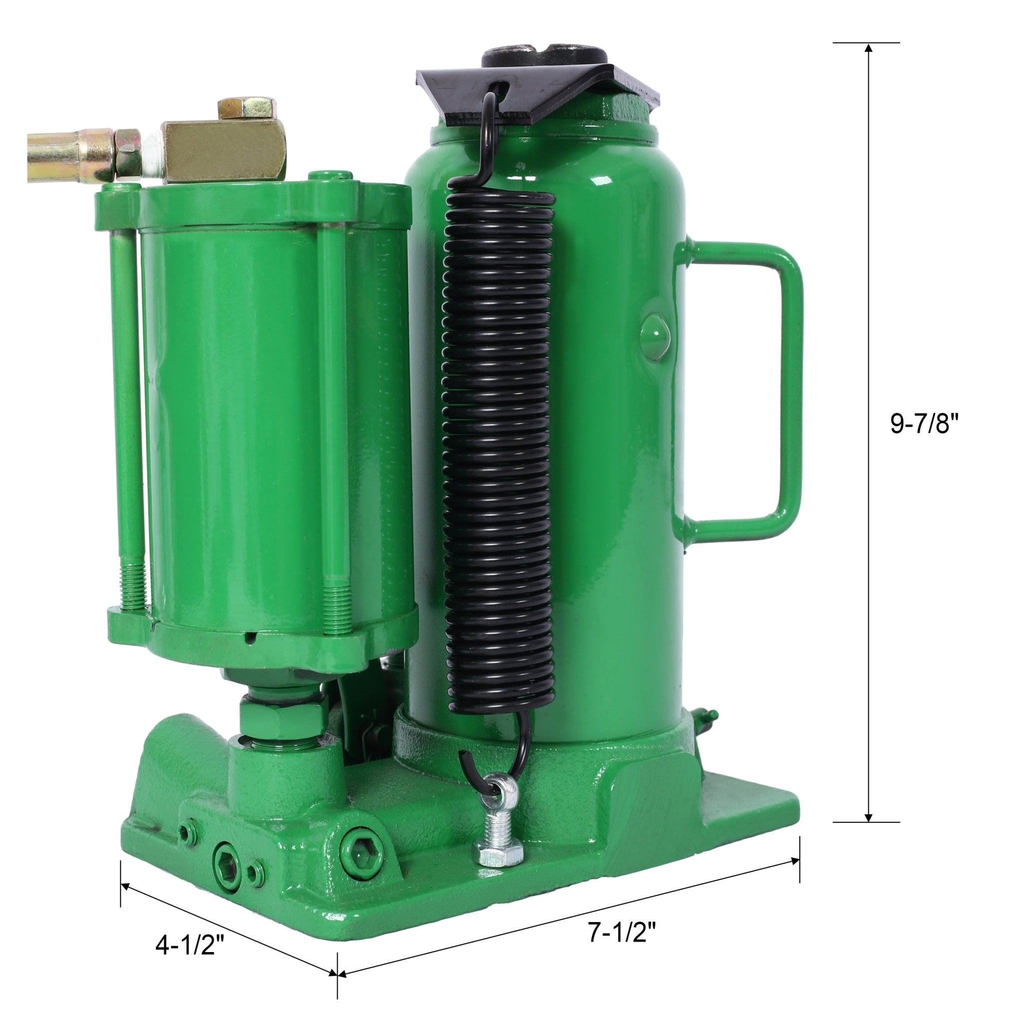 Air Hydraulic Bottle Jack 12 Ton/24000 LBS All Welded 9.8 - 19.3 inch Lifting Range Manual Handle and Air Pump - Green - Fab Heavy Parts