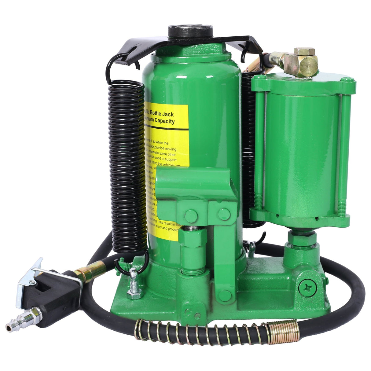 Air Hydraulic Bottle Jack 12 Ton/24000 LBS All Welded 9.8 - 19.3 inch Lifting Range Manual Handle and Air Pump - Green - Fab Heavy Parts