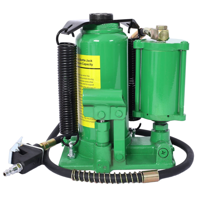 Air Hydraulic Bottle Jack 12 Ton/24000 LBS All Welded 9.8 - 19.3 inch Lifting Range Manual Handle and Air Pump - Green - Fab Heavy Parts