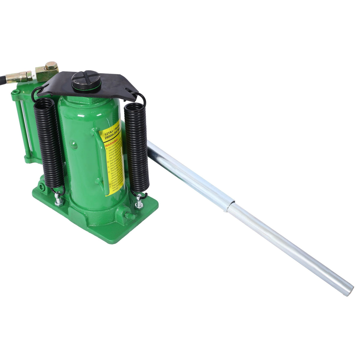 Air Hydraulic Bottle Jack 12 Ton/24000 LBS All Welded 9.8 - 19.3 inch Lifting Range Manual Handle and Air Pump - Green - Fab Heavy Parts