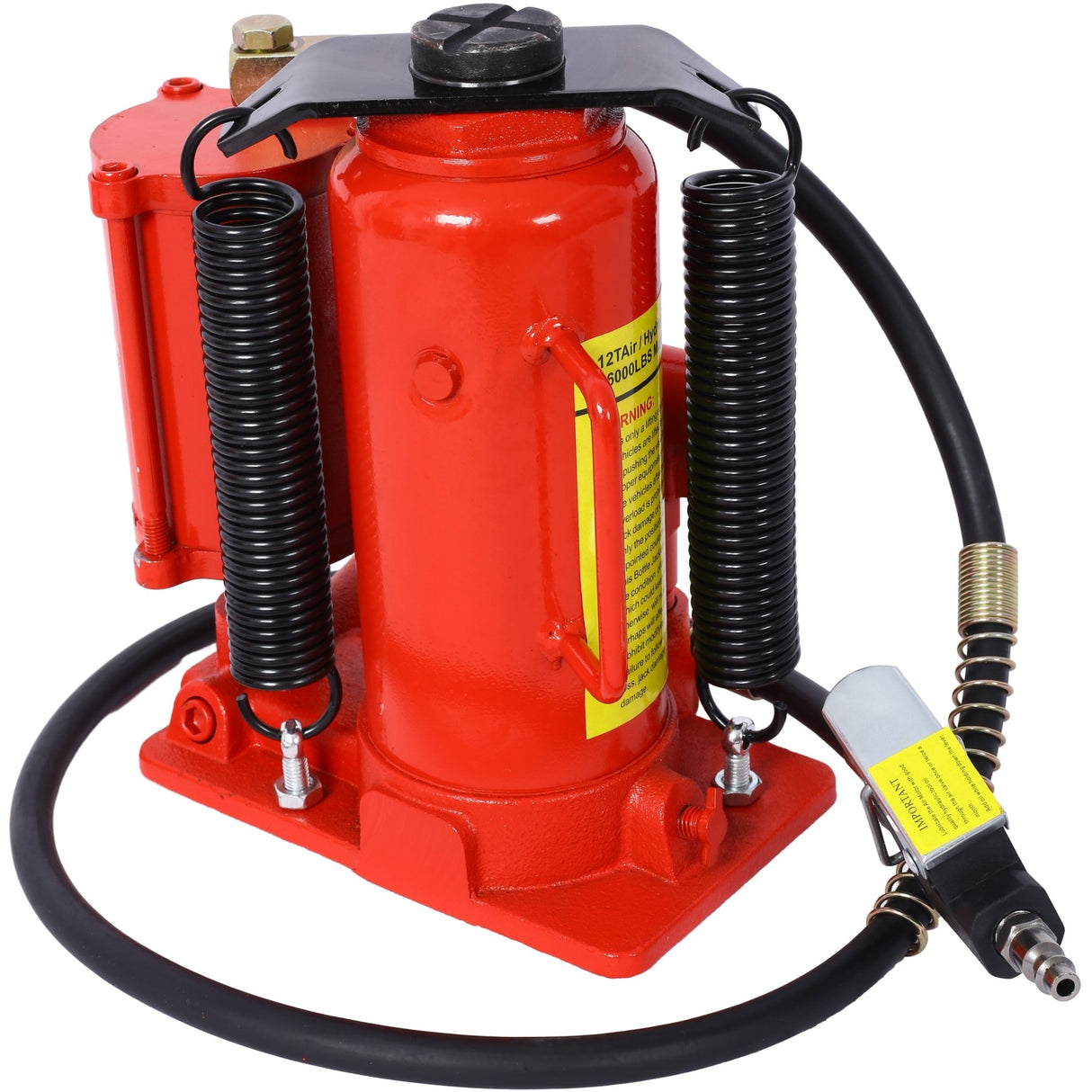 Air Hydraulic Bottle Jack 12 Ton/24000 LBS All Welded 9.8 - 19.3 inch Lifting Range Manual Handle and Air Pump - Red - Fab Heavy Parts
