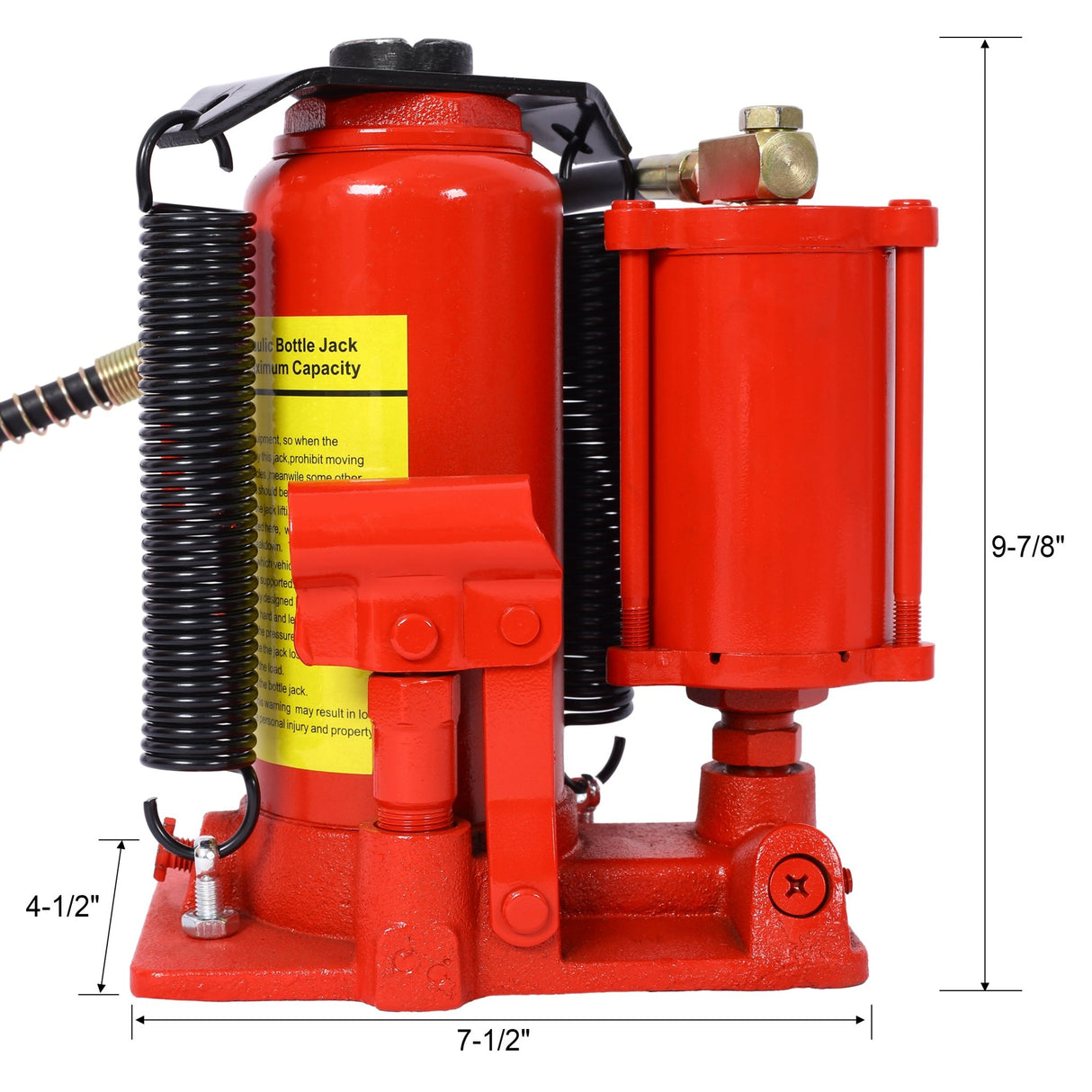 Air Hydraulic Bottle Jack 12 Ton/24000 LBS All Welded 9.8 - 19.3 inch Lifting Range Manual Handle and Air Pump - Red - Fab Heavy Parts