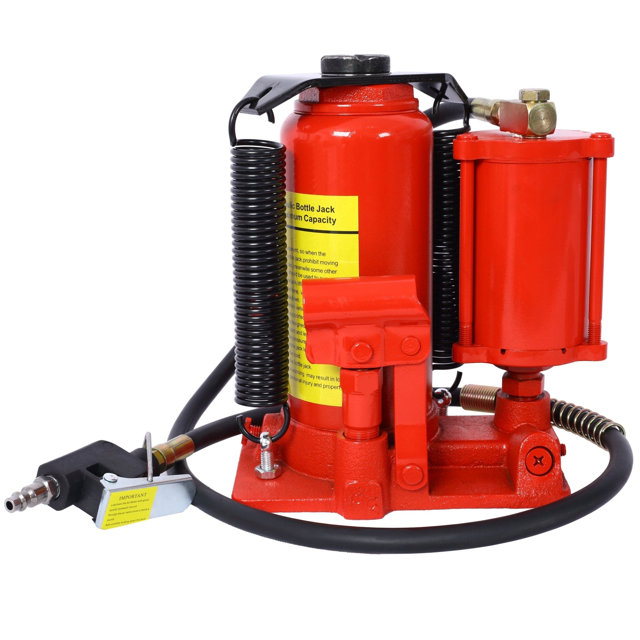 Air Hydraulic Bottle Jack 12 Ton/24000 LBS All Welded 9.8 - 19.3 inch Lifting Range Manual Handle and Air Pump - Red - Fab Heavy Parts