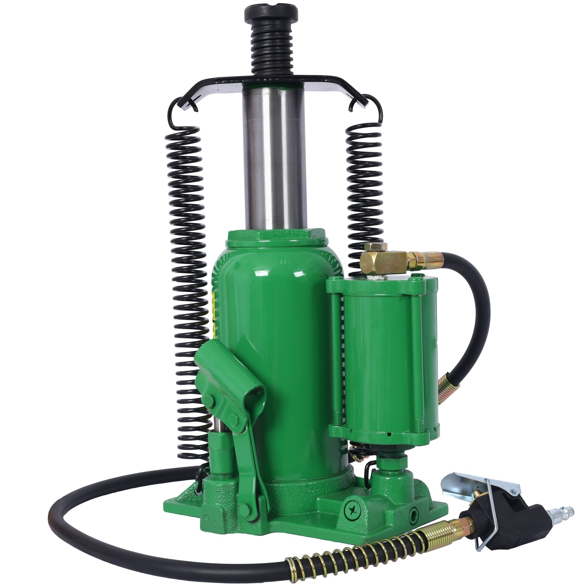 Air Hydraulic Bottle Jack 20 Ton/44029 LBS All Welded 10.2 - 19.7 inch Lifting Range Manual Handle and Air Pump - Green - Fab Heavy Parts