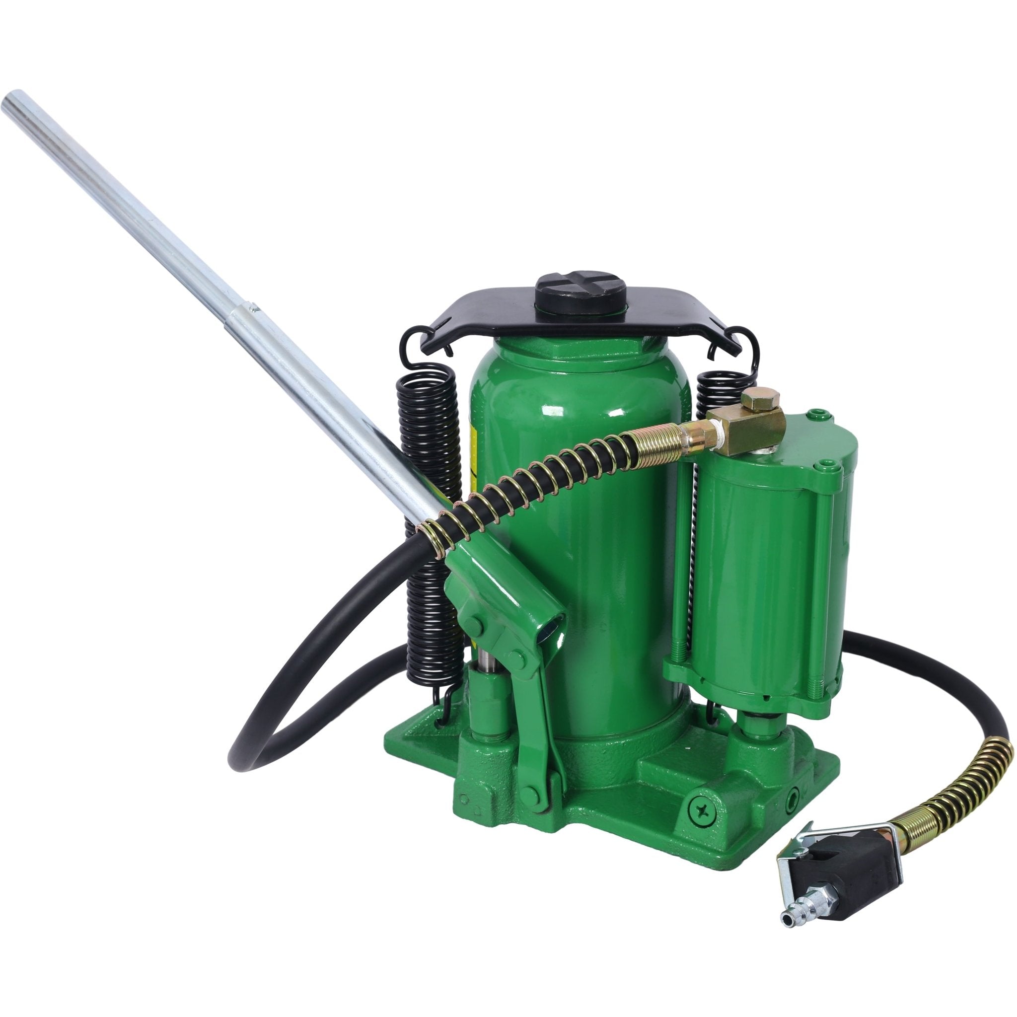 Air Hydraulic Bottle Jack 20 Ton/44029 LBS All Welded 10.2 - 19.7 inch Lifting Range Manual Handle and Air Pump - Green - Fab Heavy Parts