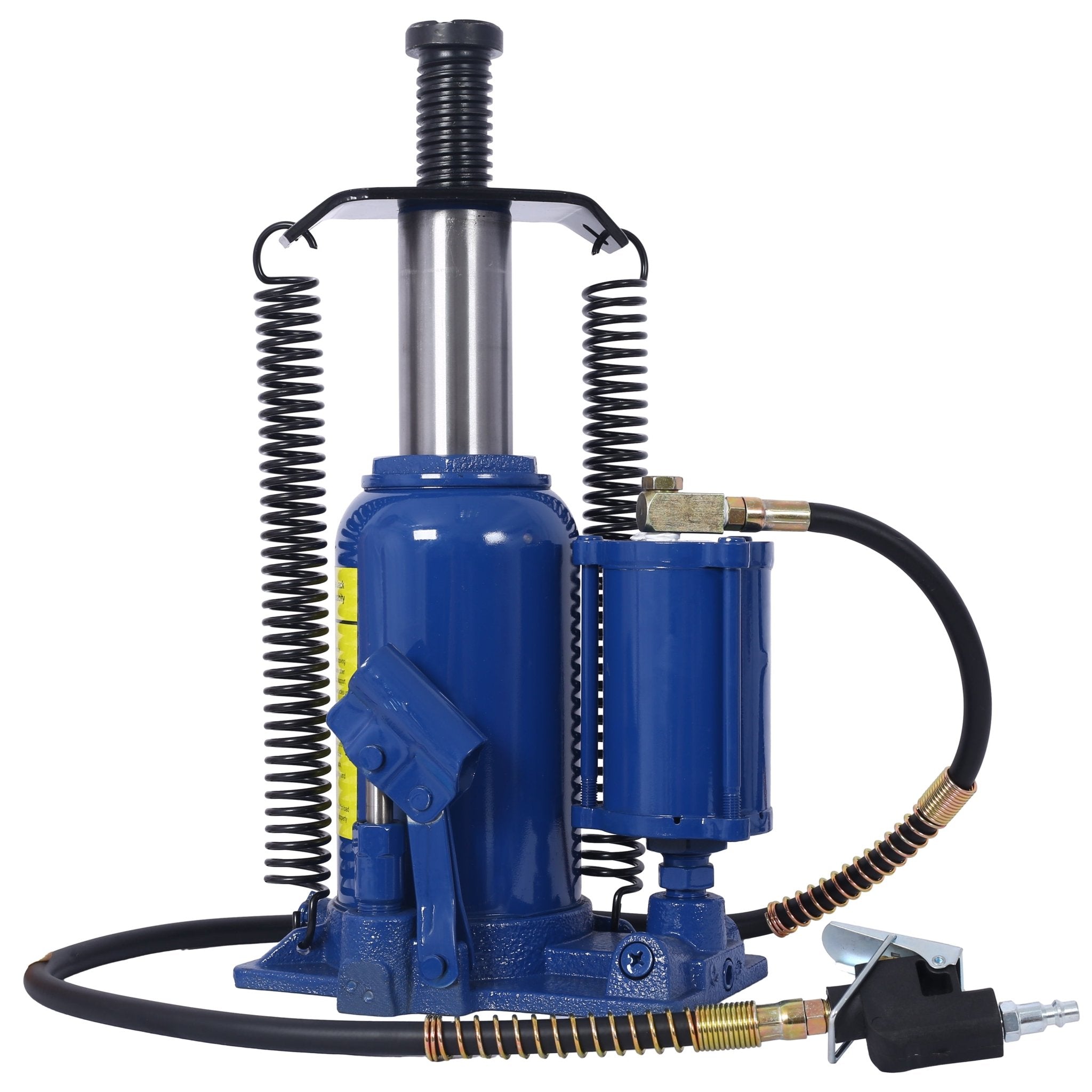 Air Hydraulic Bottle Jack 20 Ton/44029 LBS All Welded 10.2 - 19.7 inch Lifting Range Manual Handle and Pump - Blue - Fab Heavy Parts