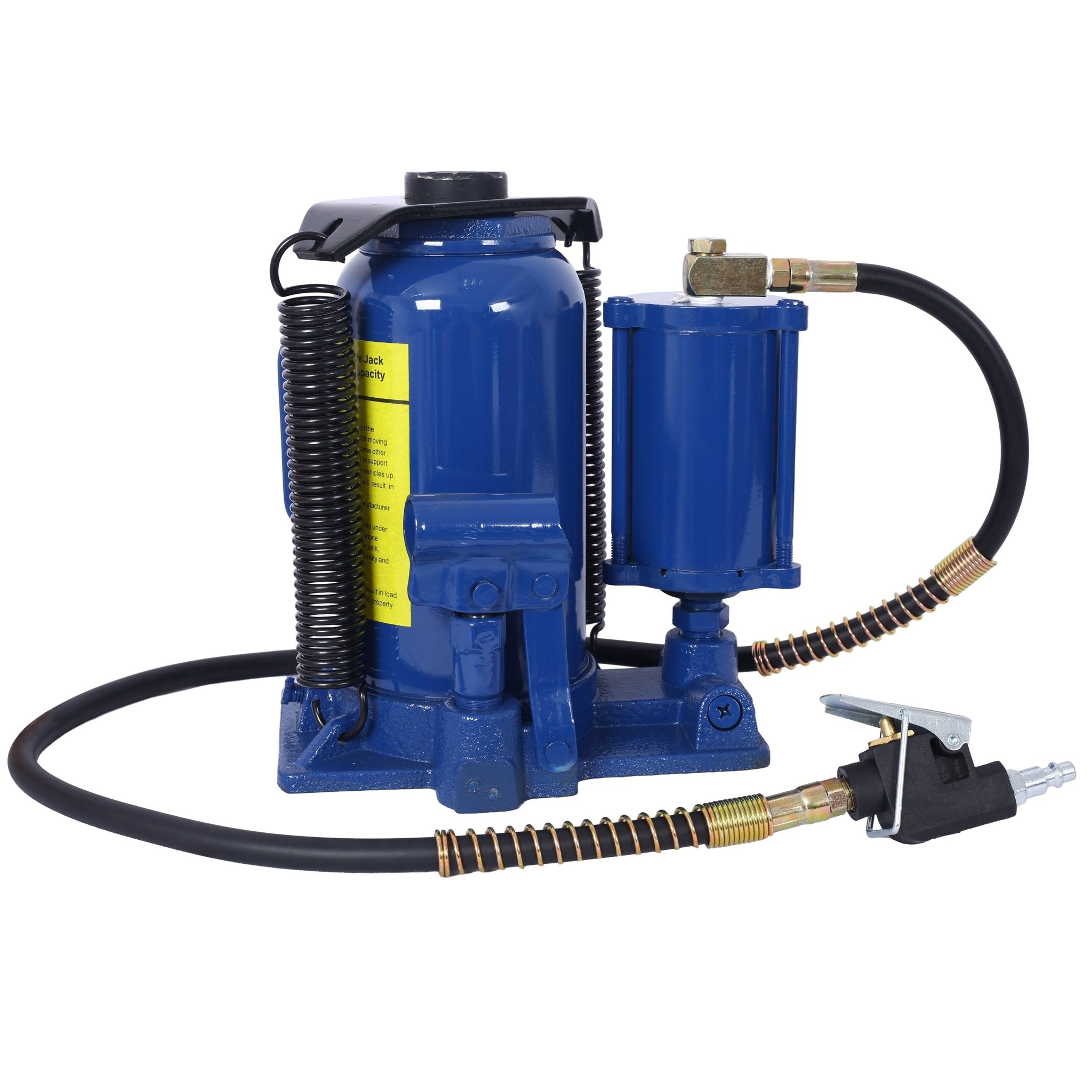 Air Hydraulic Bottle Jack 20 Ton/44029 LBS All Welded 10.2 - 19.7 inch Lifting Range Manual Handle and Pump - Blue - Fab Heavy Parts