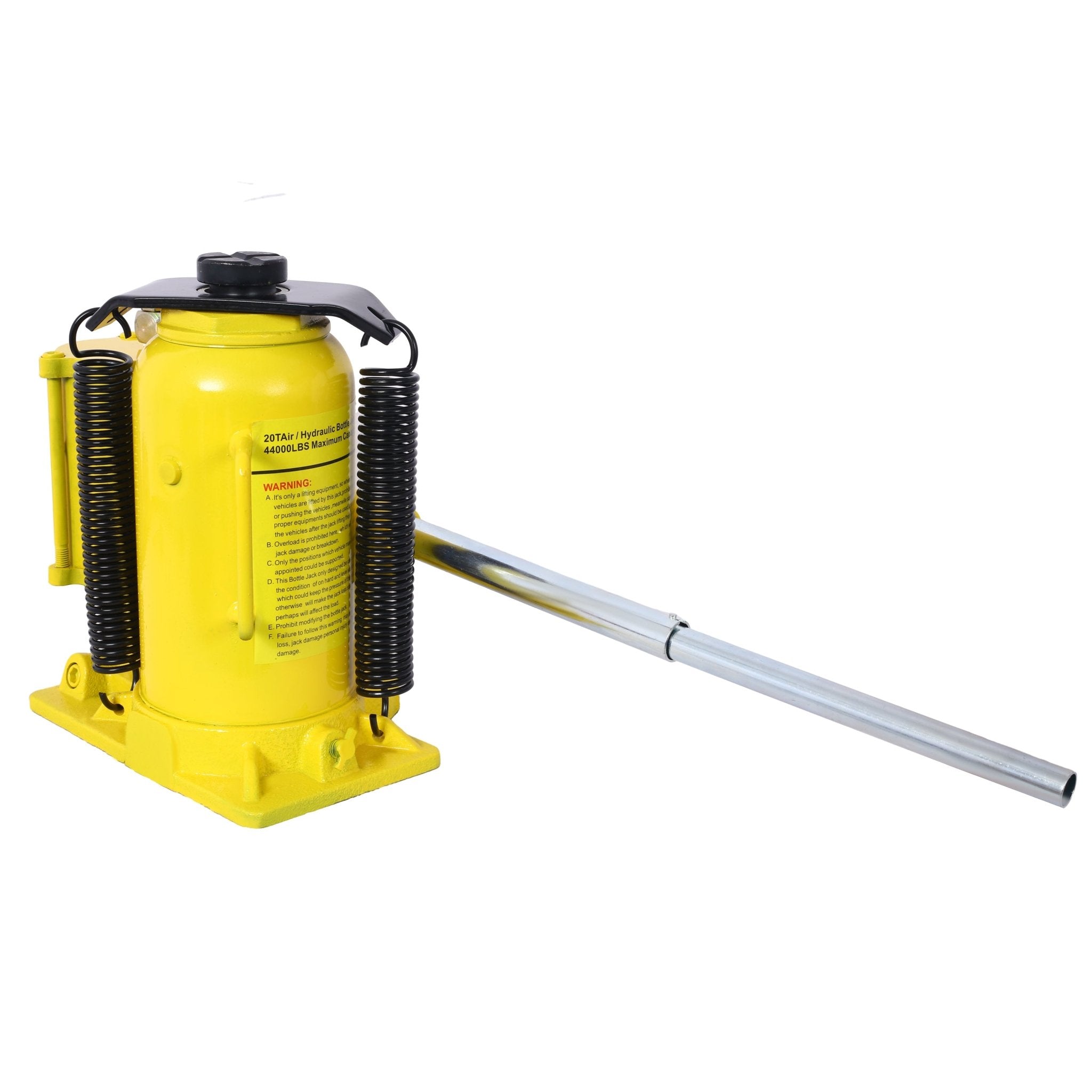 Air Hydraulic Bottle Jack 20 Ton/44029 LBS All Welded 10.2 - 19.7 inch Lifting Range Manual Handle and Pump - Yellow - Fab Heavy Parts