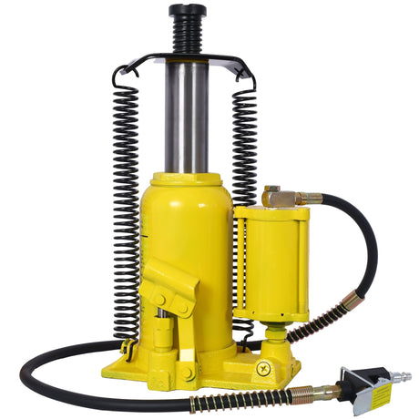Air Hydraulic Bottle Jack 20 Ton/44029 LBS All Welded 10.2 - 19.7 inch Lifting Range Manual Handle and Pump - Yellow - Fab Heavy Parts