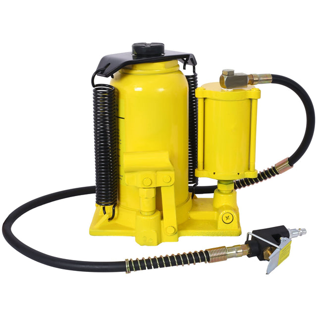 Air Hydraulic Bottle Jack 20 Ton/44029 LBS All Welded 10.2 - 19.7 inch Lifting Range Manual Handle and Pump - Yellow - Fab Heavy Parts