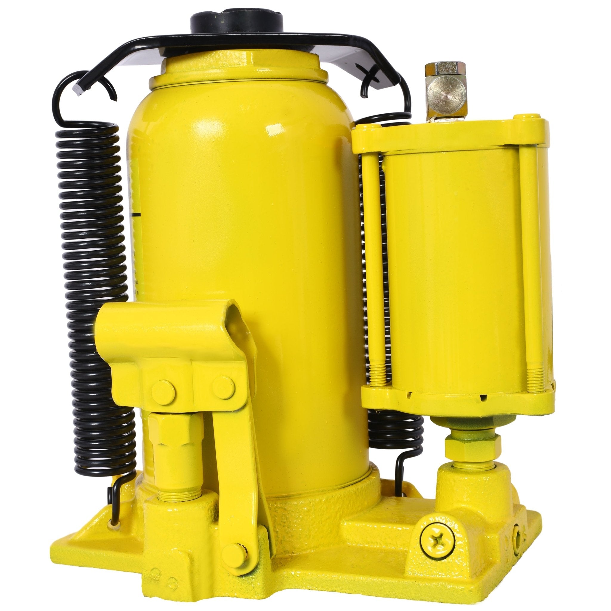 Air Hydraulic Bottle Jack 20 Ton/44029 LBS All Welded 10.2 - 19.7 inch Lifting Range Manual Handle and Pump - Yellow - Fab Heavy Parts