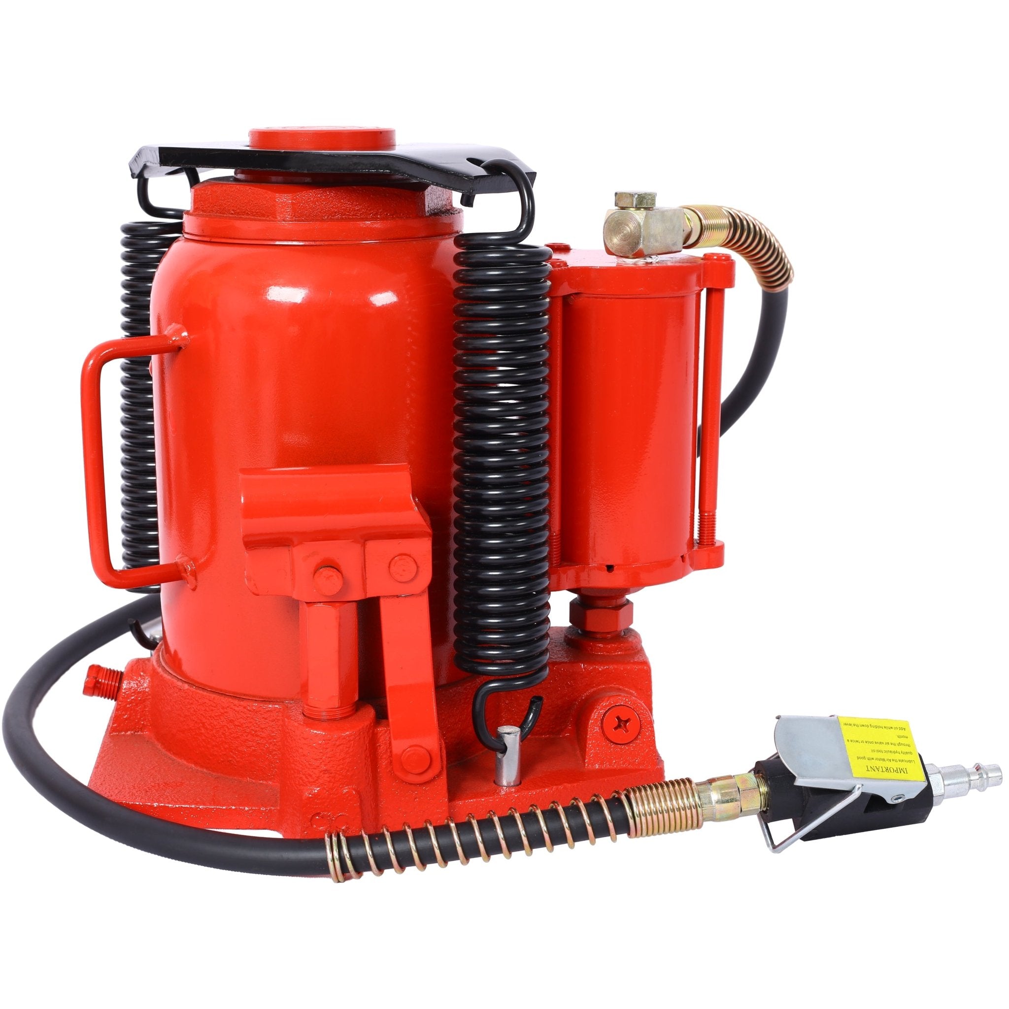 Air Hydraulic Bottle Jack 32 Ton/70550 LBS All Welded 10 - 16.3 inch Lifting Range Manual Handle and Air Pump - Red - Fab Heavy Parts