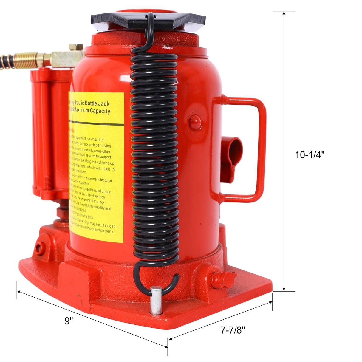 Air Hydraulic Bottle Jack 32 Ton/70550 LBS All Welded 10 - 16.3 inch Lifting Range Manual Handle and Air Pump - Red - Fab Heavy Parts