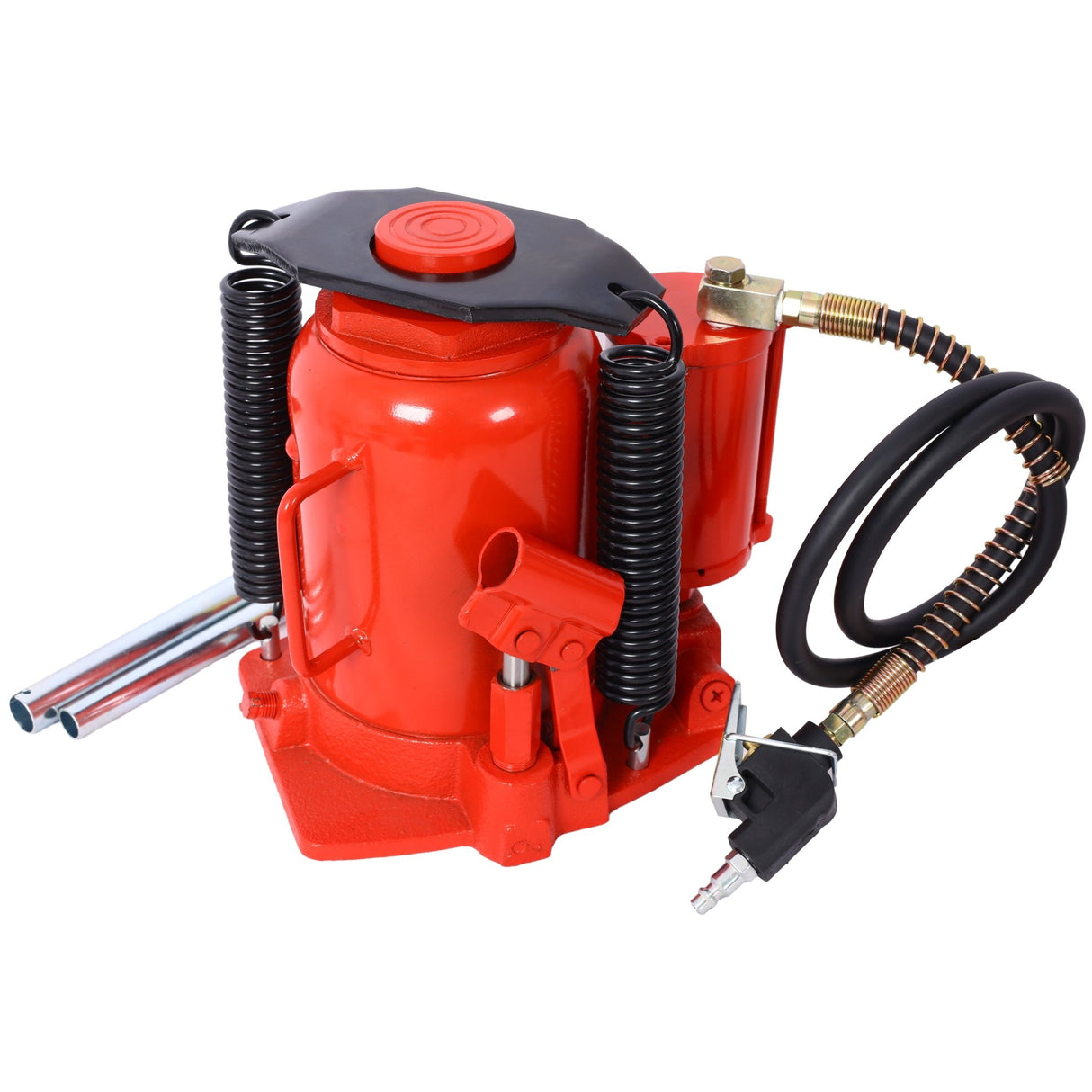 Air Hydraulic Bottle Jack 32 Ton/70550 LBS All Welded 10 - 16.3 inch Lifting Range Manual Handle and Air Pump - Red - Fab Heavy Parts