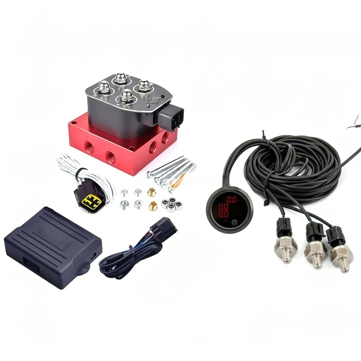 Air Ride Suspension Magneetventiel Controller Kit met Manometer SMV-01-RD RS-08 APM-Y-CB-03-RD voor SUV Truck Auto