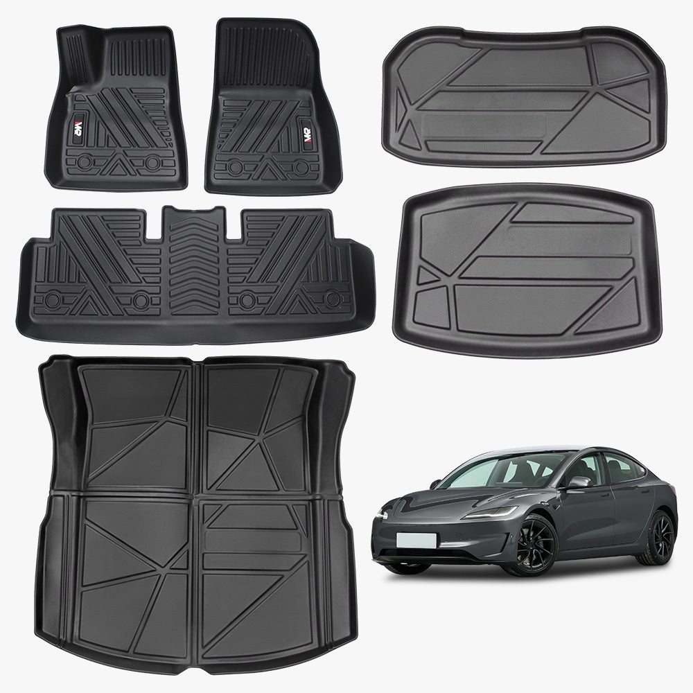 All - Weather TPE Floor Mats 6 PCS Set for Tesla Model Y 2021 - 2022 - Fab Heavy Parts
