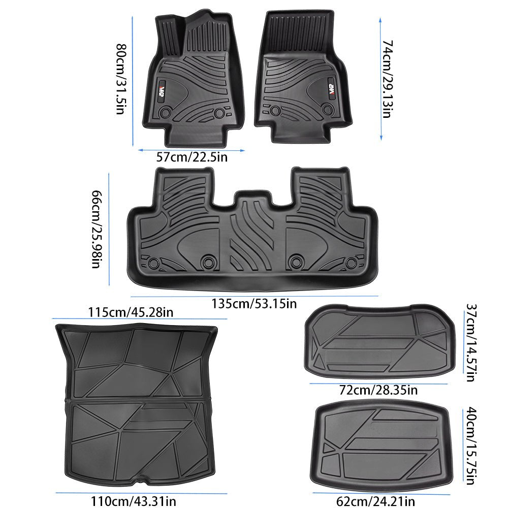All - Weather TPE Floor Mats 6 PCS Set for Tesla Model Y 2021 - 2022 - Fab Heavy Parts