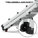 Aluminum Multi - Position Ladder with Wheels 300 lbs Weight Rating 22 FT - Metallic Grey - Fab Heavy Parts