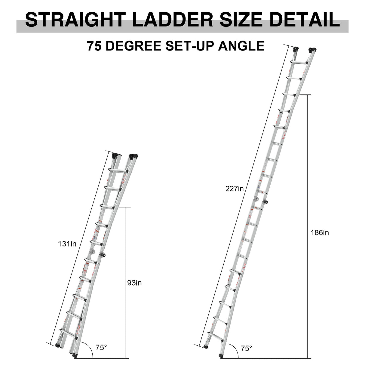 Aluminum Multi - Position Ladder with Wheels 300 lbs Weight Rating 22 FT - Metallic Grey - Fab Heavy Parts