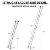 Aluminum Multi - Position Ladder with Wheels 300 lbs Weight Rating 22 FT - Metallic Grey - Fab Heavy Parts