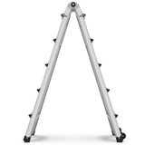 Aluminum Multi - Position Ladder with Wheels 300 lbs Weight Rating 22 FT - Metallic Grey - Fab Heavy Parts