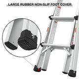 Aluminum Multi - Position Ladder with Wheels 300 lbs Weight Rating 22 FT - Metallic Grey - Fab Heavy Parts