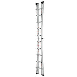 Aluminum Multi - Position Ladder with Wheels 300 lbs Weight Rating 22 FT - Metallic Grey - Fab Heavy Parts