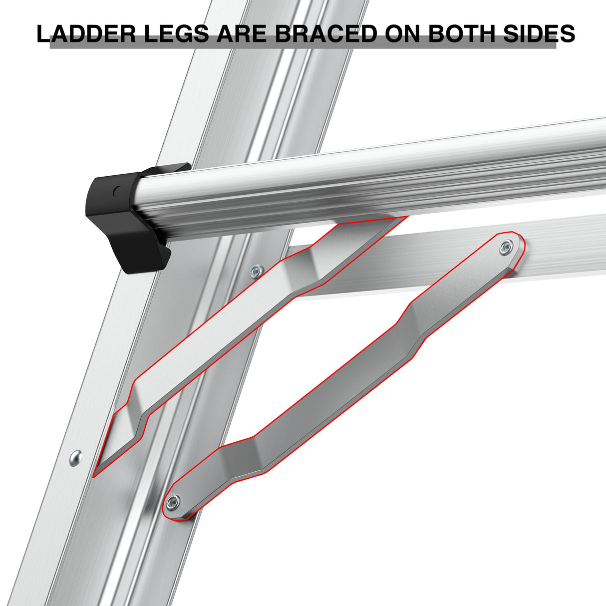 Aluminum Multi - Position Ladder with Wheels 300 lbs Weight Rating 22 FT - Metallic Grey - Fab Heavy Parts
