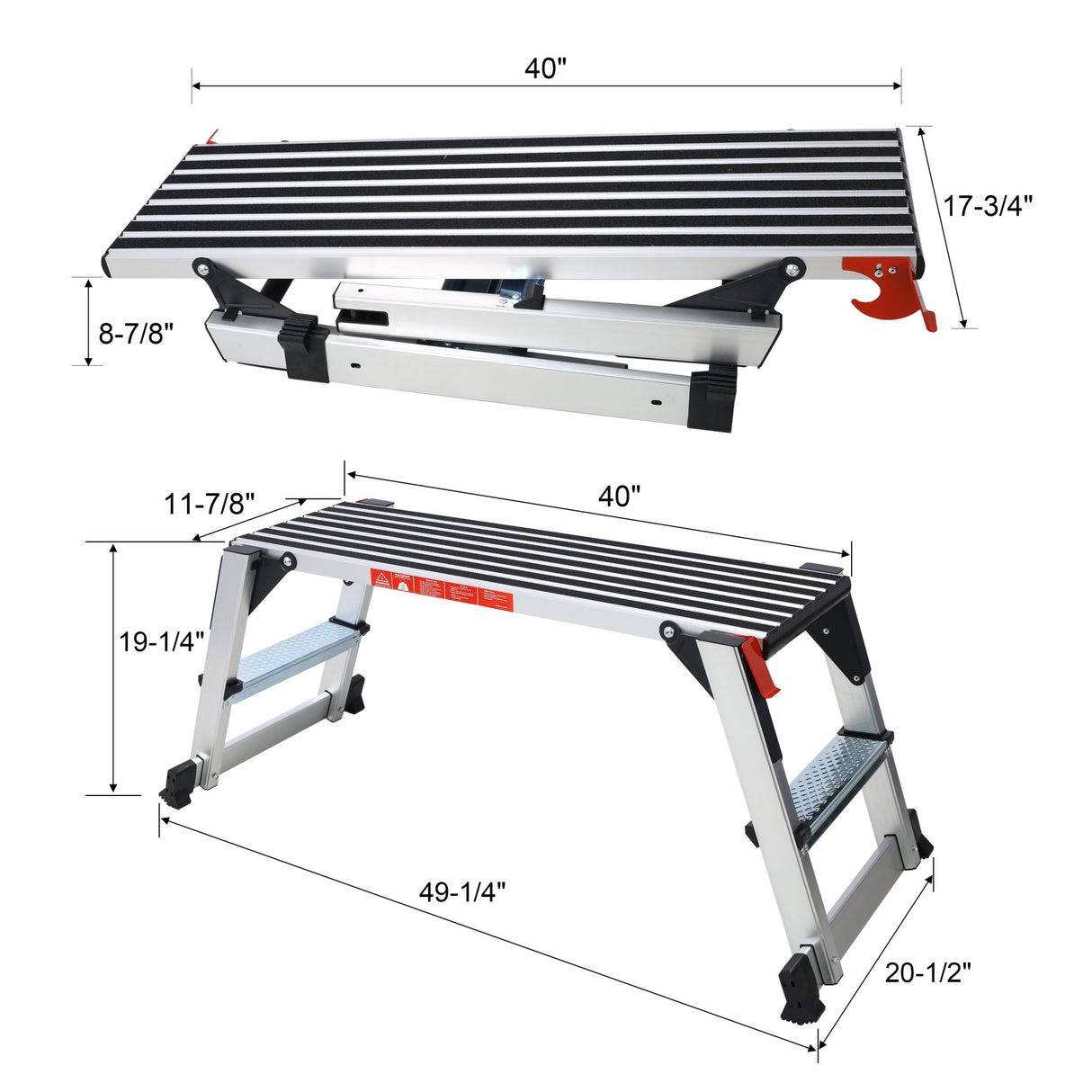 Aluminum Platform Non - Slip Folding Work Bench Drywall Stool Ladder 330lbs Capacity - Fab Heavy Parts