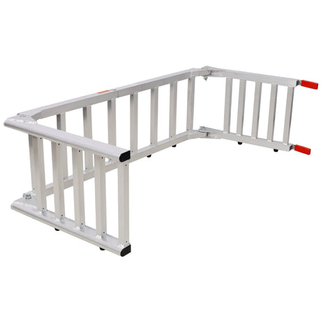 Aluminum Ramp 1,400 LBS/Pair Ramp and Tailgate Extender Combo 2 in 1 - Silver - Fab Heavy Parts