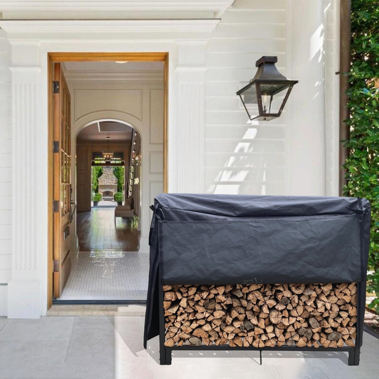 Artibear Firewood Rack Stand 4ft Heavy Duty Logs Holder - Matte Black - Fab Heavy Parts