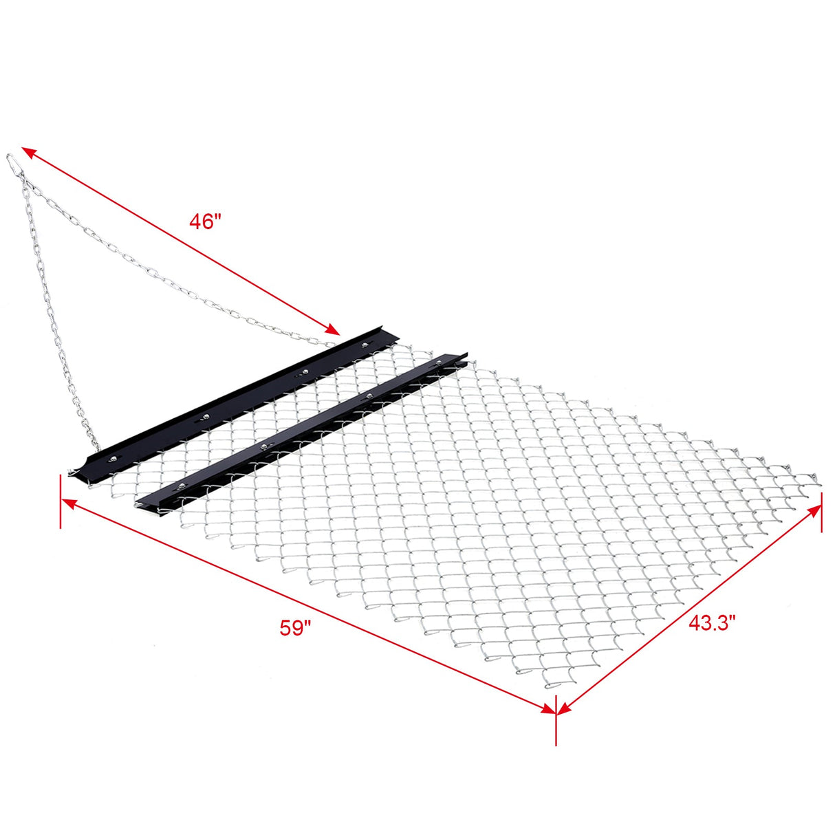 ATV Drag Harrow 3.6'x5' Chain Harrow for Landscape Leveling Sod Prepping UTV Tractor Attachment Seed Harrow for Gravel Driveway, Field, Yard, Farm, Garden - Black - Fab Heavy Parts