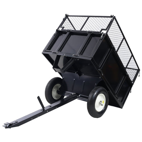 ATV Trailer Steel Dump Cart 750lbs 22 Cubic Feet with Heavy Duty Tow Behind Carts and Removable Sides - Fab Heavy Parts