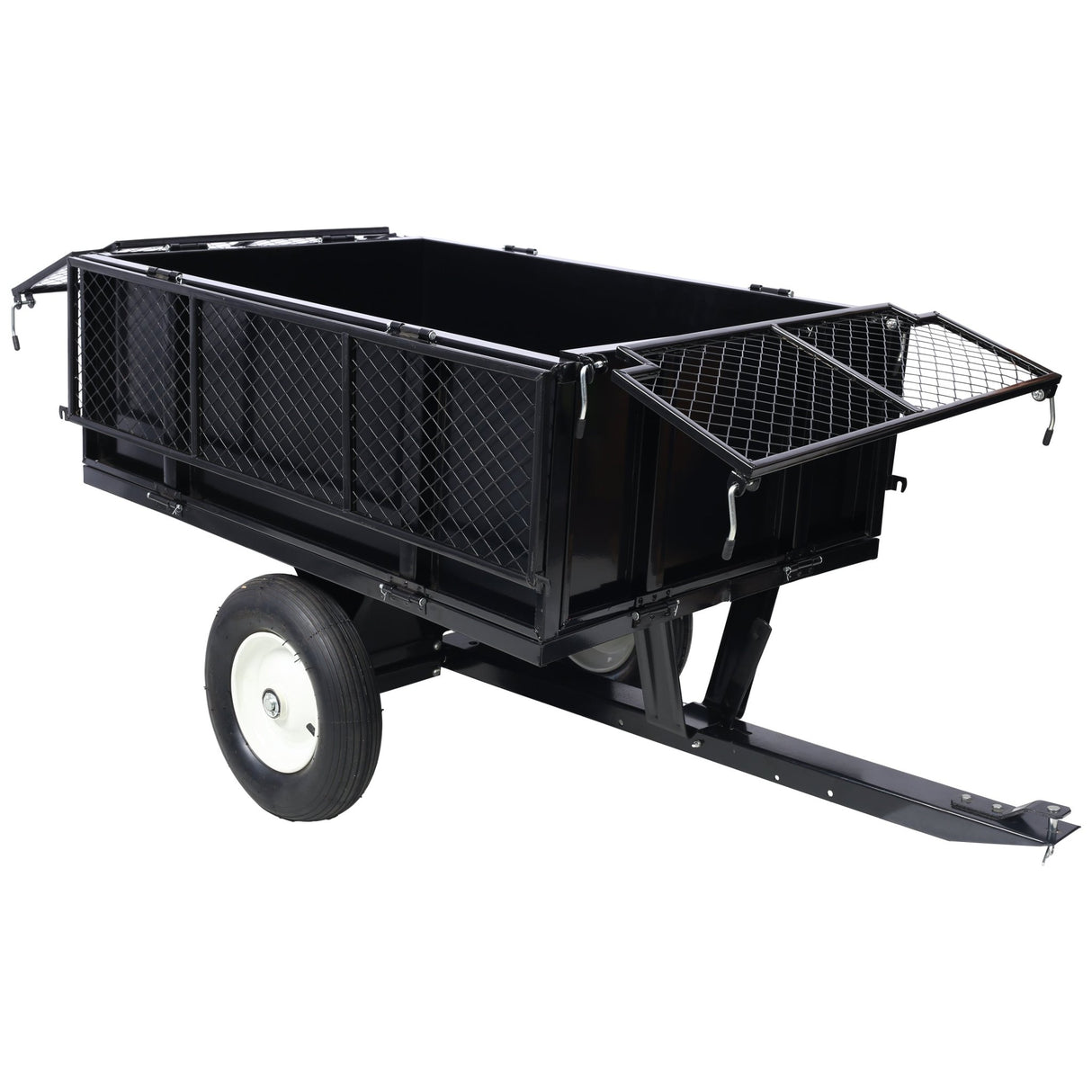 ATV Trailer Steel Dump Cart 750lbs 22 Cubic Feet with Heavy Duty Tow Behind Carts and Removable Sides - Fab Heavy Parts