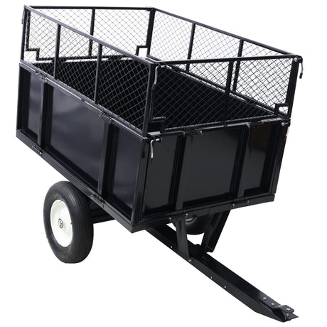 ATV Trailer Steel Dump Cart 750lbs 22 Cubic Feet with Heavy Duty Tow Behind Carts and Removable Sides - Fab Heavy Parts