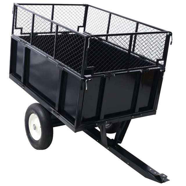 ATV Trailer Steel Dump Cart 750lbs 22 Cubic Feet with Heavy Duty Tow Behind Carts and Removable Sides - Fab Heavy Parts