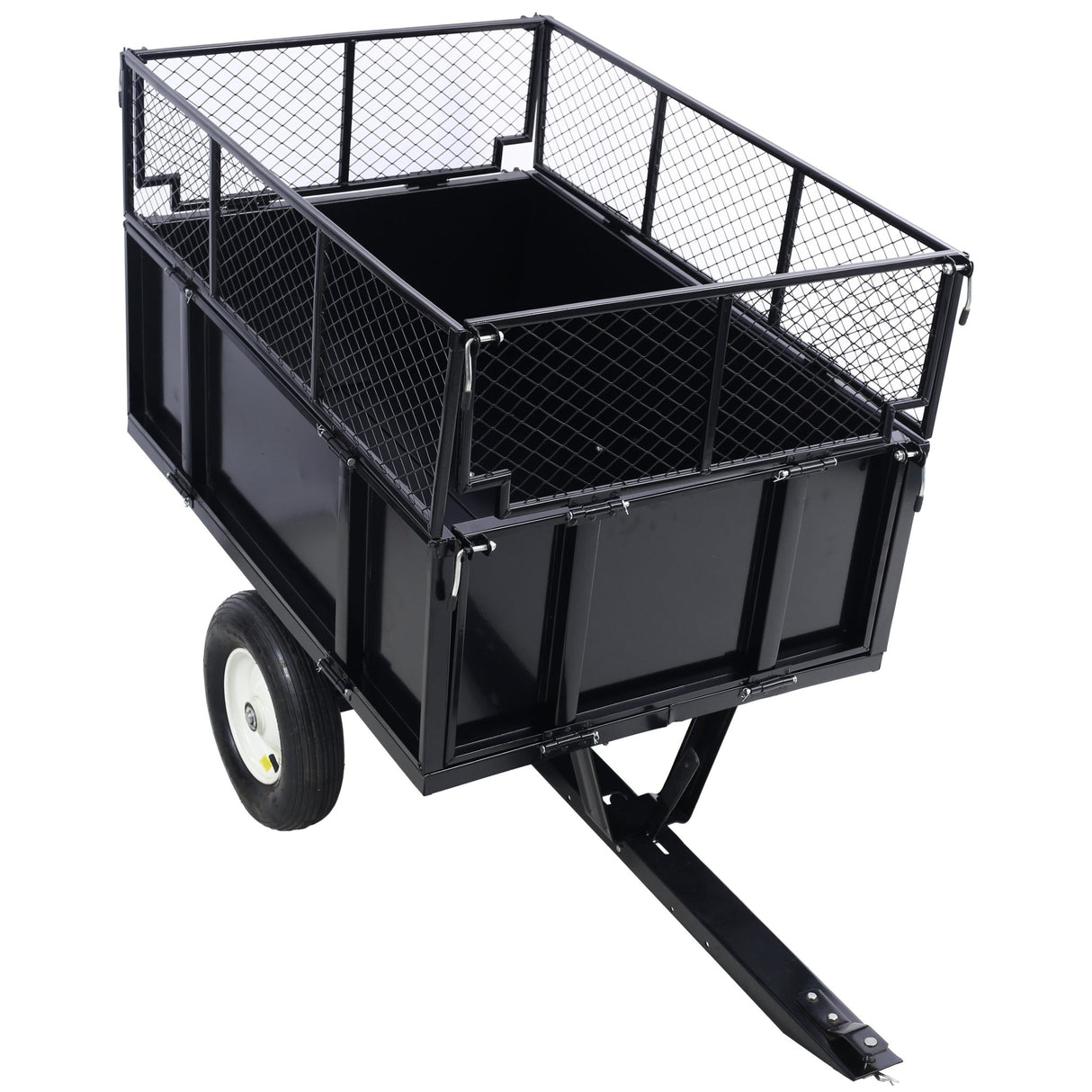 ATV Trailer Steel Dump Cart 750lbs 22 Cubic Feet with Heavy Duty Tow Behind Carts and Removable Sides - Fab Heavy Parts