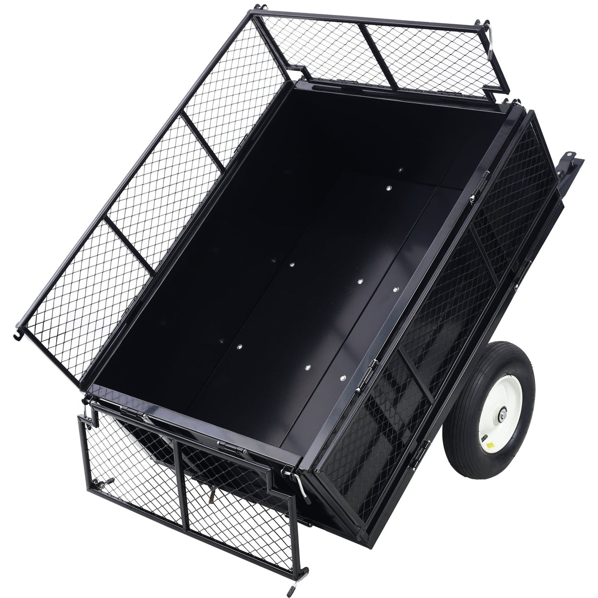 ATV Trailer Steel Dump Cart 750lbs 22 Cubic Feet with Heavy Duty Tow Behind Carts and Removable Sides - Fab Heavy Parts
