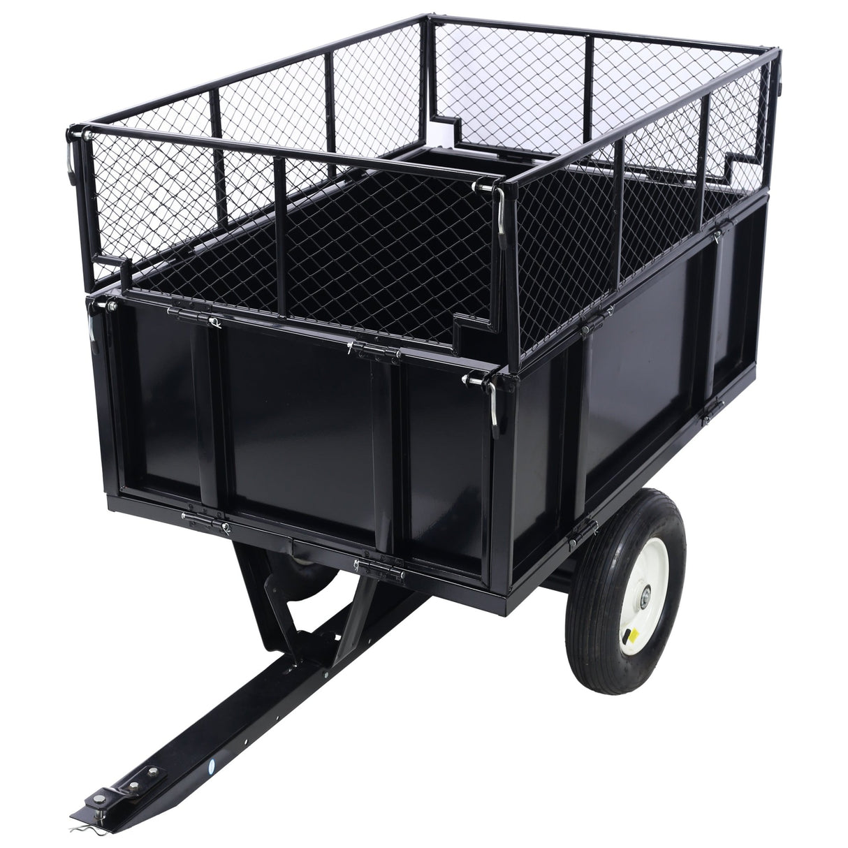 ATV Trailer Steel Dump Cart 750lbs 22 Cubic Feet with Heavy Duty Tow Behind Carts and Removable Sides - Fab Heavy Parts
