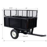 ATV Trailer Steel Dump Cart 750lbs 22 Cubic Feet with Heavy Duty Tow Behind Carts and Removable Sides - Fab Heavy Parts
